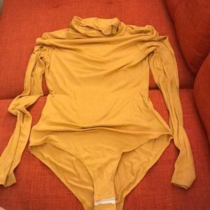 Mustard knit turtle neck bodysuit